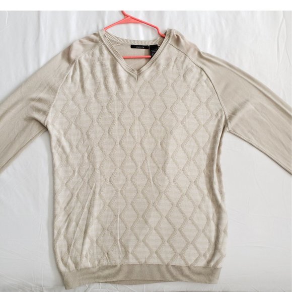 Claiborne Diamond Pattern SOFT Long Sleeve Sweater Shirt V-NECK - Picture 2 of 11